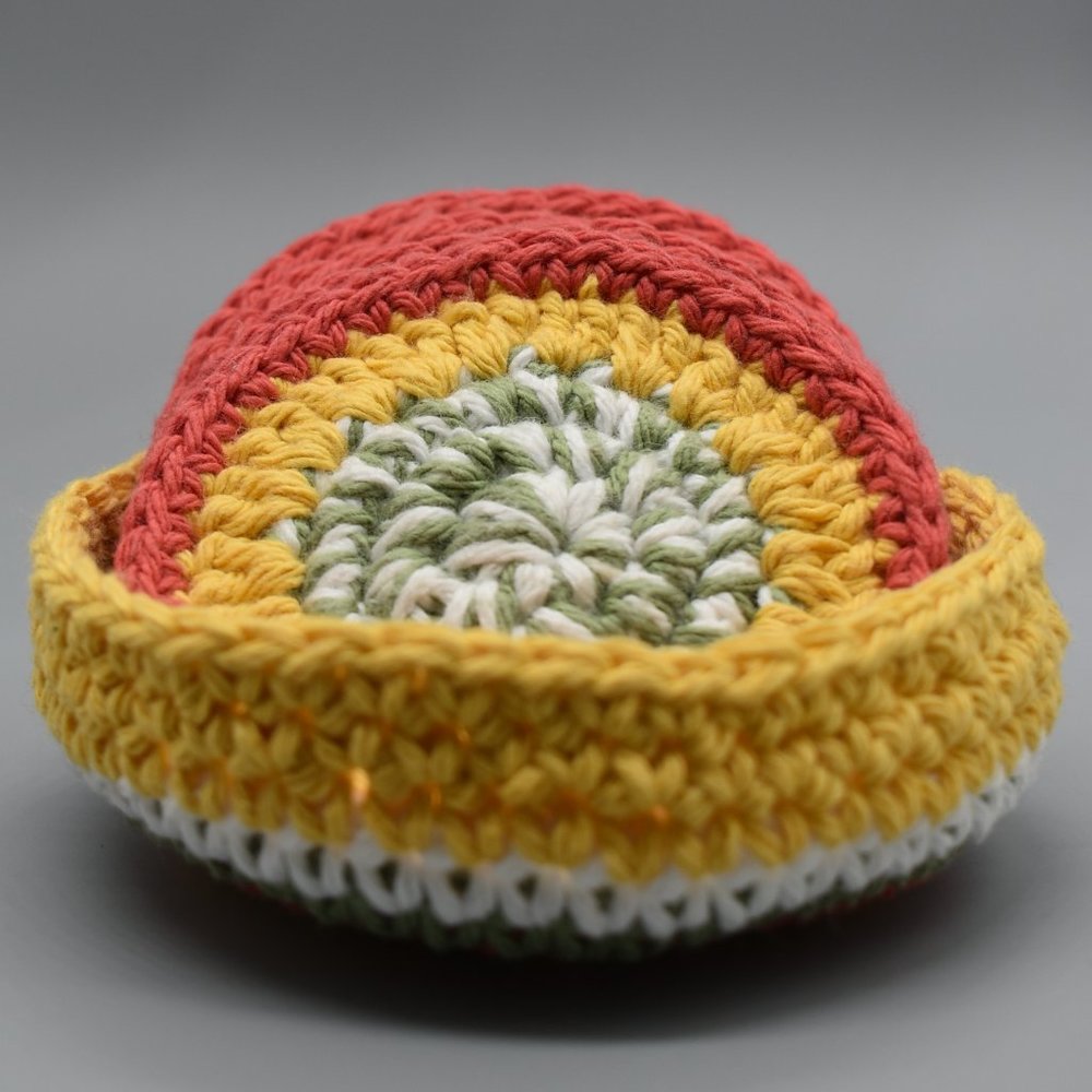 Handcrafted Crochet Coasters Set of four with Matching Basket - Picture 10 of 11